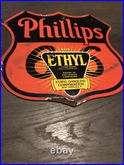 Vintage Style Philips Ethyl Enamel Advertising/Garage Gasoline Sign 11x11