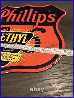 Vintage Style Philips Ethyl Enamel Advertising/Garage Gasoline Sign 11x11 Vintage Style Philips Ethyl Enamel Advertising/Garage Gasoline Sign 11x11
