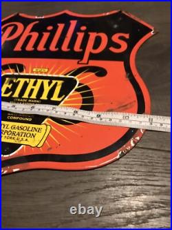 Vintage Style Philips Ethyl Enamel Advertising/Garage Gasoline Sign 11x11