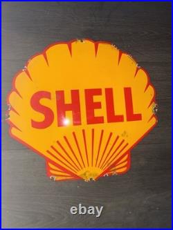 Vintage Style Shell Enamel Porcelain Advertising Heavy Garage Sign 12 Vintage Style Shell Enamel Porcelain Advertising Heavy Garage Sign 12