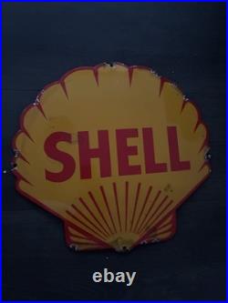 Vintage Style Shell Enamel Porcelain Advertising Heavy Garage Sign 12 Vintage Style Shell Enamel Porcelain Advertising Heavy Garage Sign 12