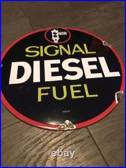 Vintage Style Signal Diesel Fuel Enamel Advertising/Garage Sign 12