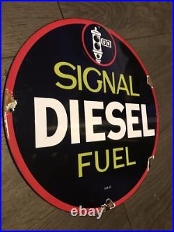 Vintage Style Signal Diesel Fuel Enamel Advertising/Garage Sign 12