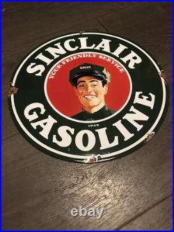 Vintage Style Sinclair Gasoline 12 Enamel Garage/Advertising Sign Vintage Style Sinclair Gasoline 12 Enamel Garage/Advertising Sign