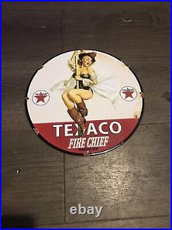 Vintage Style Texaco Fire Chief Enamel Advertising/Garage 12 Sign
