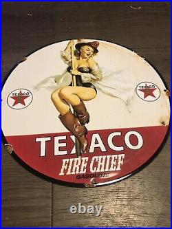 Vintage Style Texaco Fire Chief Enamel Advertising/Garage 12 Sign