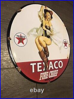 Vintage Style Texaco Fire Chief Enamel Advertising/Garage 12 Sign
