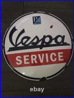 Vintage Style Vespa 12 Enamel Advertising Service Porcelain Sign-881g Weight