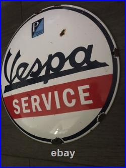 Vintage Style Vespa 12 Enamel Advertising Service Porcelain Sign-881g Weight Vintage Style Vespa 12 Enamel Advertising Service Porcelain Sign-881g Weight