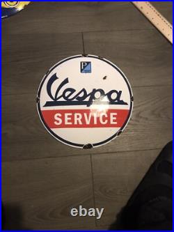 Vintage Style Vespa 12 Enamel Advertising Service Porcelain Sign-881g Weight Vintage Style Vespa 12 Enamel Advertising Service Porcelain Sign-881g Weight
