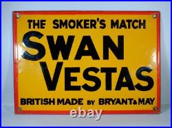 Vintage Swan Vestas Bryant & May Matches Enamel Sign