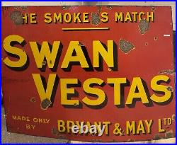 Vintage Swan Vestas Enamel Metal Advertaising Sign