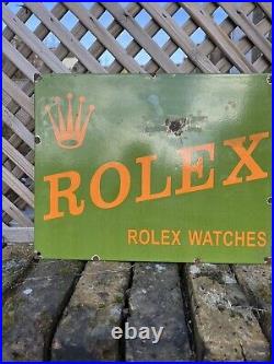 Vintage Swiss Rolex Watches Dealer Shop Sign Enamel Great Retro Condition