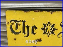 Vintage The Star Newspaper Yellow Enamel Newsagent Shop Sign Wall Art Man Cave