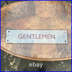 Vintage Thick Glass Gentlemen Sign Vintage Decor Engraved Enamel