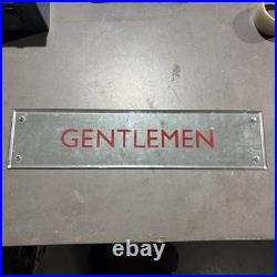 Vintage Thick Glass Gentlemen Sign Vintage Decor Engraved Enamel