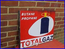 Vintage Totalgaz Butane Propane Double-sided Enamel Advertising Sign