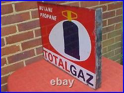 Vintage Totalgaz Butane Propane Double-sided Enamel Advertising Sign