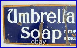 Vintage Umbrella Soap Reduce Labour Advertisement Porcelain Enamel Sign Board