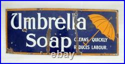Vintage Umbrella Soap Reduce Labour Advertisement Porcelain Enamel Sign Board