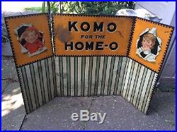 Vintage Unusual Pictorial Advertising Sign-'Komo For The Home-O', Enamel Interest