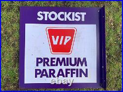 Vintage VIP Enamel Sign Advertising Petrol Oil Old Double Sided