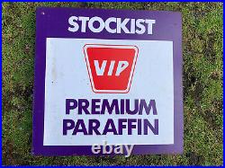 Vintage VIP Enamel Sign Advertising Petrol Oil Old Double Sided