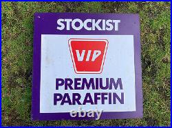 Vintage VIP Enamel Sign Advertising Petrol Oil Old Double Sided