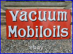 Vintage Vacuum Mobiloils Oil Enamel Advertising Sign Automobilia Motoring Petrol