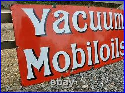 Vintage Vacuum Mobiloils Oil Enamel Advertising Sign Automobilia Motoring Petrol