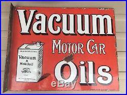 Vintage Vacuum Motor Car Oil Mobiloil Enamel Sign Petrol Can Globe Garage