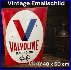 Vintage Valvoline Racing Oil Enamel Advertising Sign Plaque