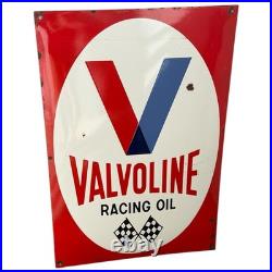 Vintage Valvoline Racing Oil Enamel Advertising Sign Plaque