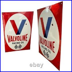 Vintage Valvoline Racing Oil Enamel Advertising Sign Plaque