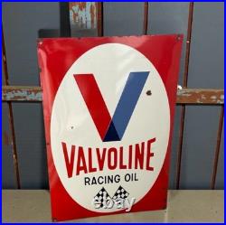 Vintage Valvoline Racing Oil Enamel Advertising Sign Plaque
