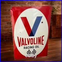 Vintage Valvoline Racing Oil Enamel Advertising Sign Plaque