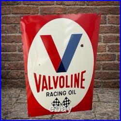Vintage Valvoline Racing Oil Enamel Advertising Sign Plaque