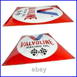 Vintage Valvoline Racing Oil Enamel Advertising Sign Plaque