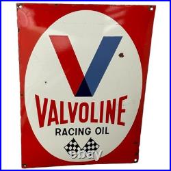 Vintage Valvoline Racing Oil Enamel Advertising Sign Plaque