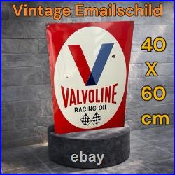 Vintage Valvoline Racing Oil Enamel Advertising Sign Plaque