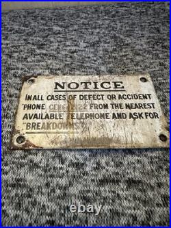 Vintage Very Rare Enamel Notice Transportation Sign 13x8cm