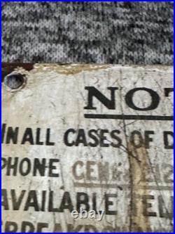 Vintage Very Rare Enamel Notice Transportation Sign 13x8cm