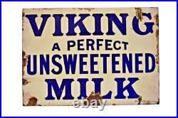 Vintage Viking Unsweetened Milk Porcelain Enamel Sign 14x10 Wills & Co London Vintage Viking Unsweetened Milk Porcelain Enamel Sign 14x10 Wills & Co London