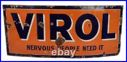 Vintage Virol Enamel Sign Nervous People Need It Antique Advertising 4ft Genuine