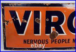 Vintage Virol Enamel Sign Nervous People Need It Antique Advertising 4ft Genuine