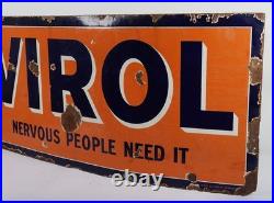 Vintage Virol Enamel Sign Nervous People Need It Antique Advertising 4ft Genuine