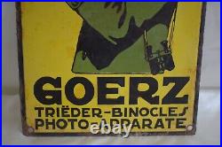 Vintage Vitreous Enamel Goerz Binoculars Photo Apparate Camera Sign