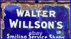 Vintage WALTER WILLSON'S SMILING SERVICE Enamel Sign Vintage WALTER WILLSON'S SMILING SERVICE Enamel Sign