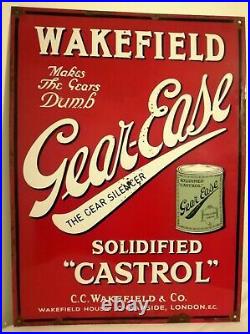 Vintage Wakefield Castrol Gear-Ease enamel advertising sign
