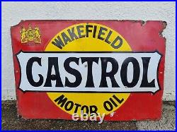 Vintage Wakefield Castrol Motor Oil Enamel Advertising Sign Petrol Automobilia